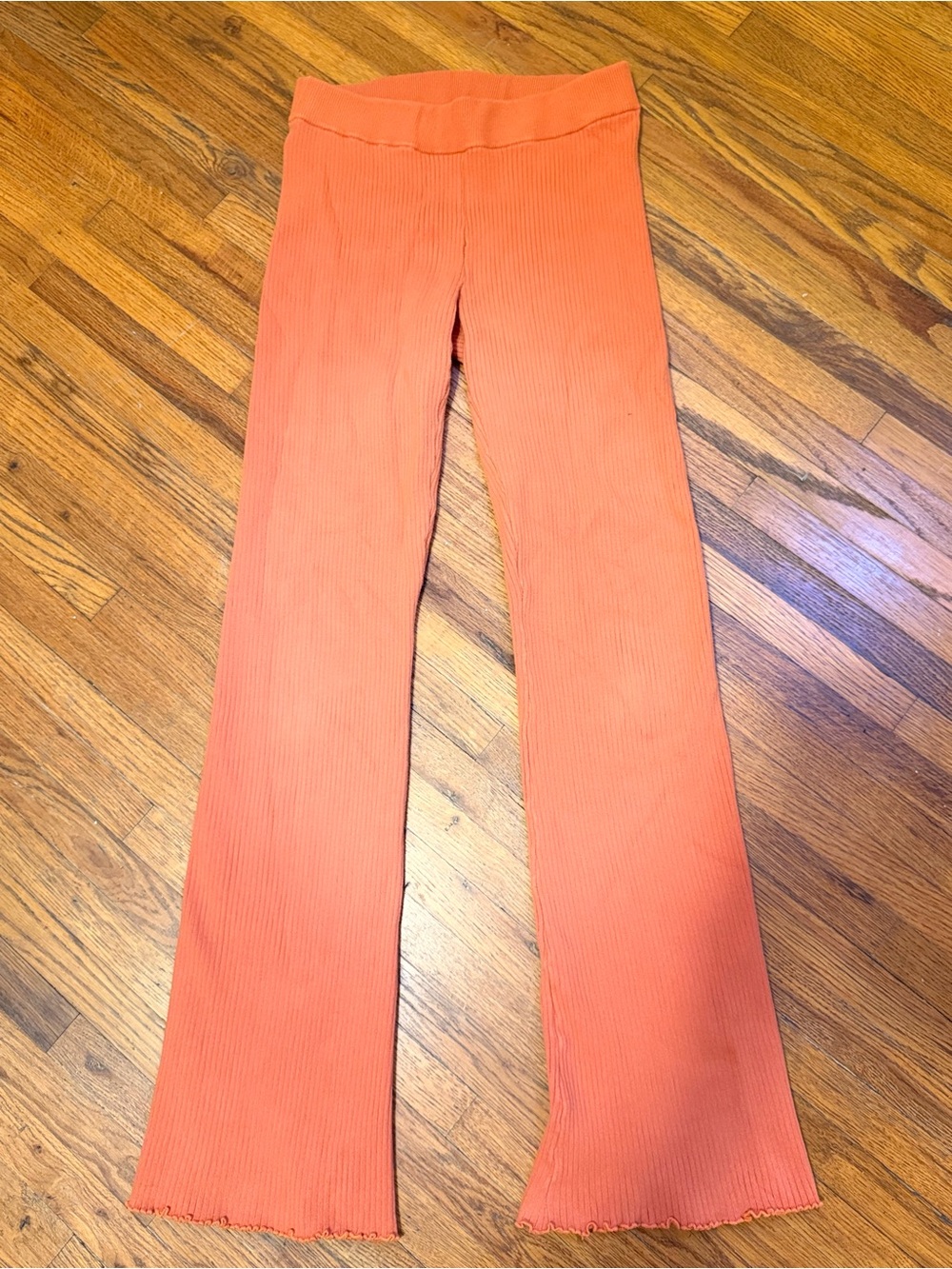 Good American Orange Ribbed Flare Pants Size 1/2